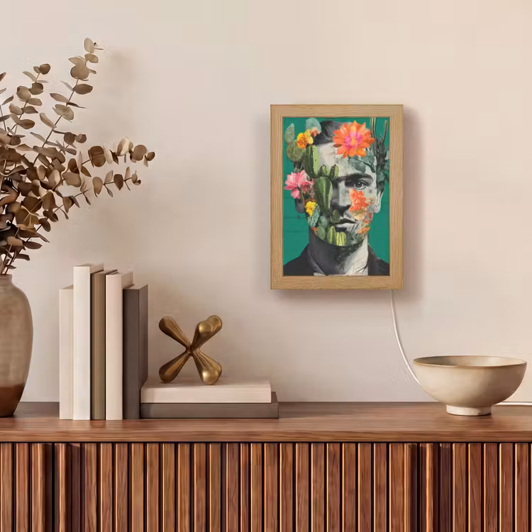 Man - Planten - Groen Light Box met kabel (Tafellamp) klein -sfeer2