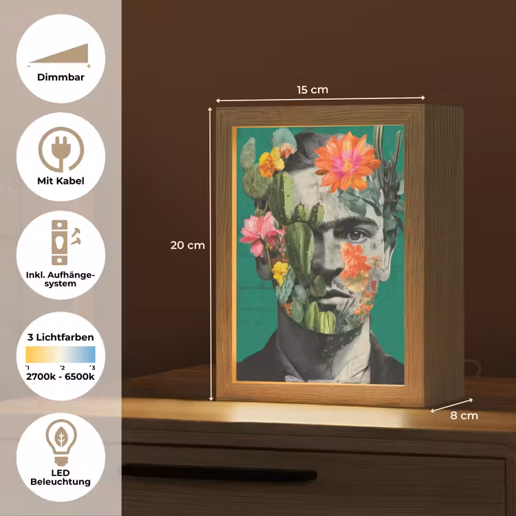 Man - Planten - Groen Light Box met kabel (Tafellamp) klein -USP_DE