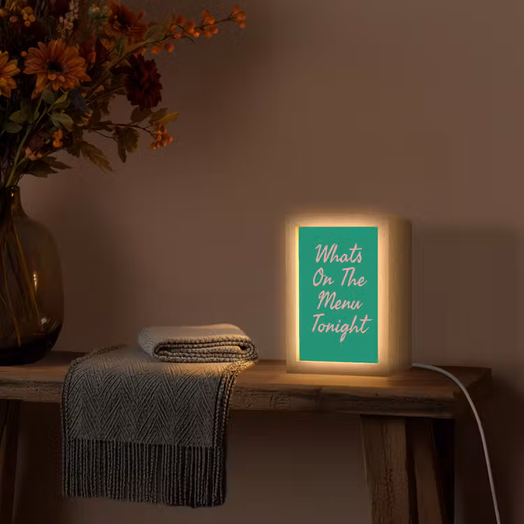 Menu - Quote - Roze Light Box met kabel (Tafellamp) klein -sfeer4