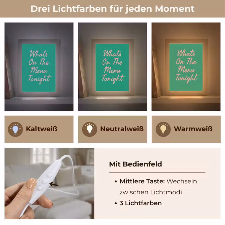 Menu - Quote - Roze Light Box met kabel (Tafellamp) klein -USP_lichtkleurDE