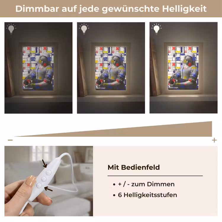 Melkmeisje - Mondriaan - Collage Light Box met kabel (Tafellamp) klein -USP_dimbaarDE