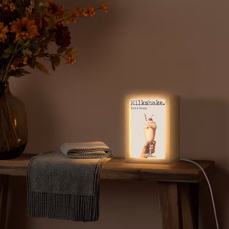 Milkshake - Kers - Rietje Light Box met kabel (Tafellamp) klein -sfeer4