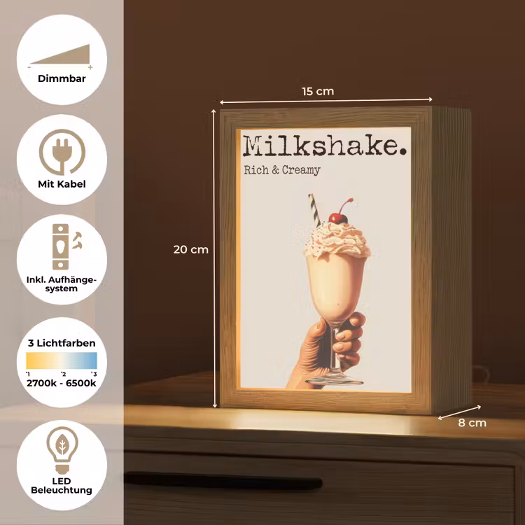 Milkshake - Kers - Rietje Light Box met kabel (Tafellamp) klein -USP_DE