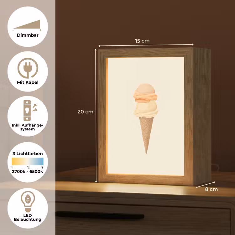 Minimalistisch - Schepijs - Hoorntje - Beige Light Box met kabel (Tafellamp) klein -USP_DE