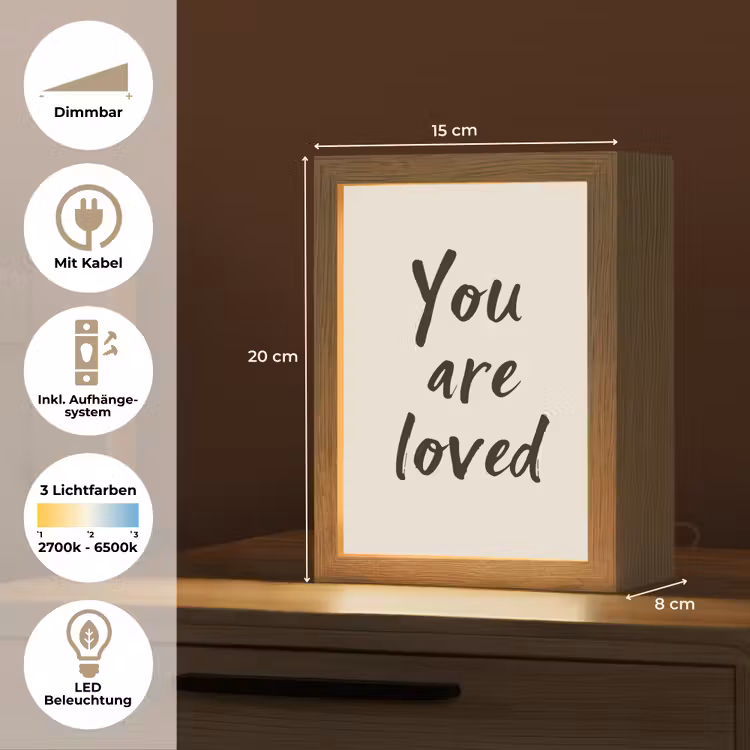 Minimalistisch - Beige - Love Light Box met kabel (Tafellamp) klein -USP_DE