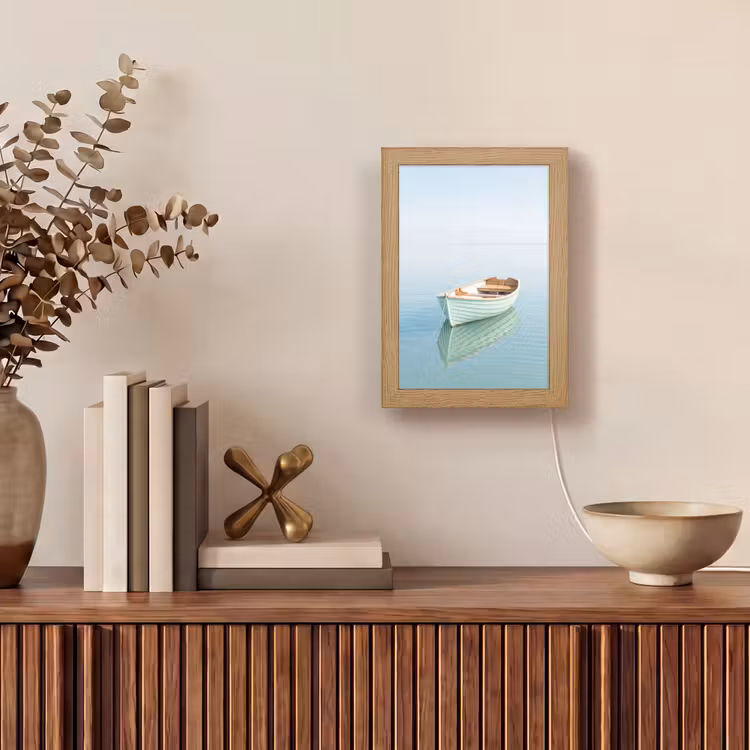 Minimalistisch - Boot - Zee Light Box met kabel (Tafellamp) klein -sfeer2