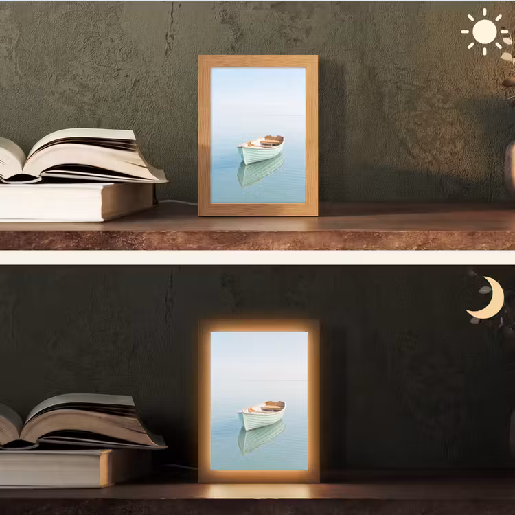 Minimalistisch - Boot - Zee Light Box met kabel (Tafellamp) klein -sfeer3