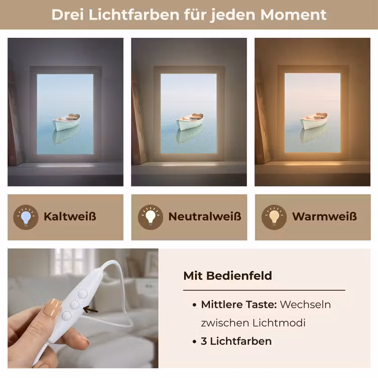 Minimalistisch - Boot - Zee Light Box met kabel (Tafellamp) klein -USP_lichtkleurDE