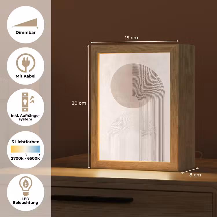 Minimalistisch - Cirkel - Lichtgrijs Light Box met kabel (Tafellamp) klein -USP_DE