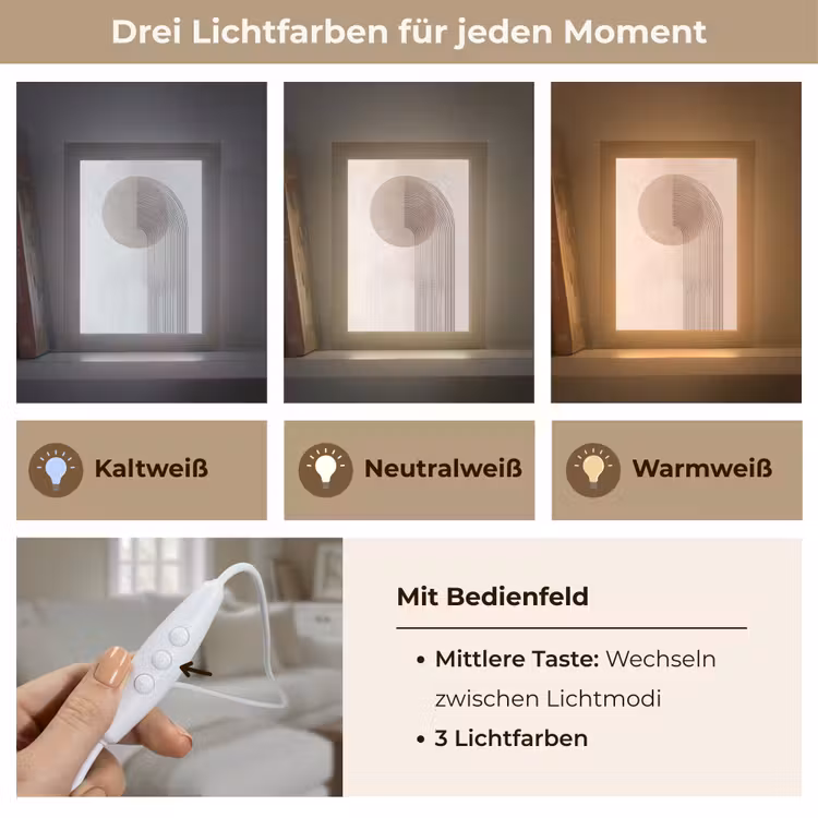 Minimalistisch - Cirkel - Lichtgrijs Light Box met kabel (Tafellamp) klein -USP_lichtkleurDE