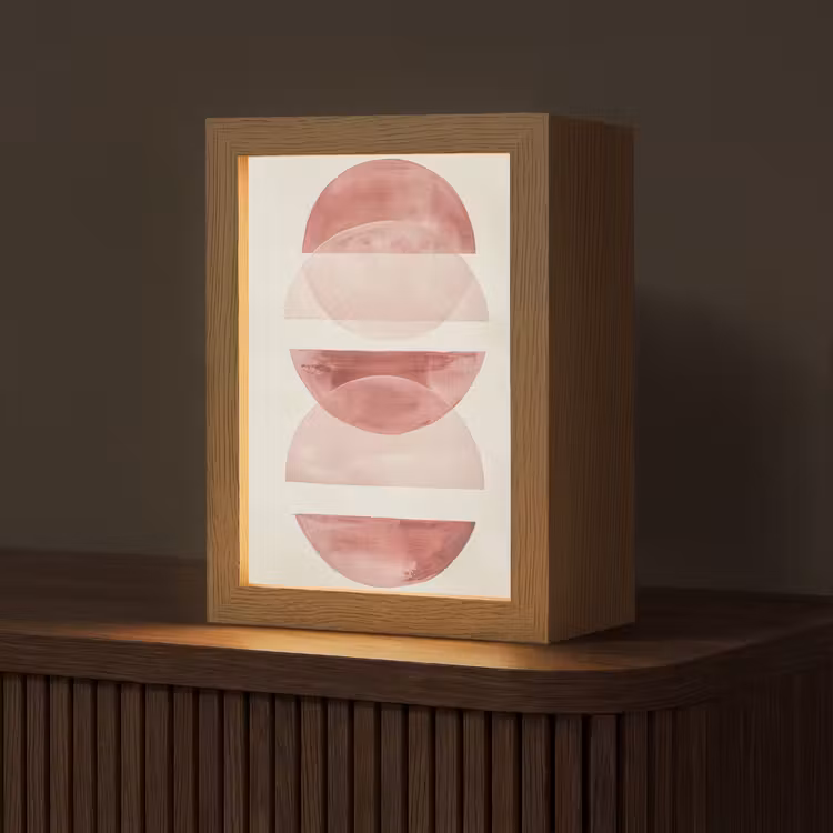 Minimalistisch - Cirkels - Roze Light Box met kabel (Tafellamp) klein -z3d_website