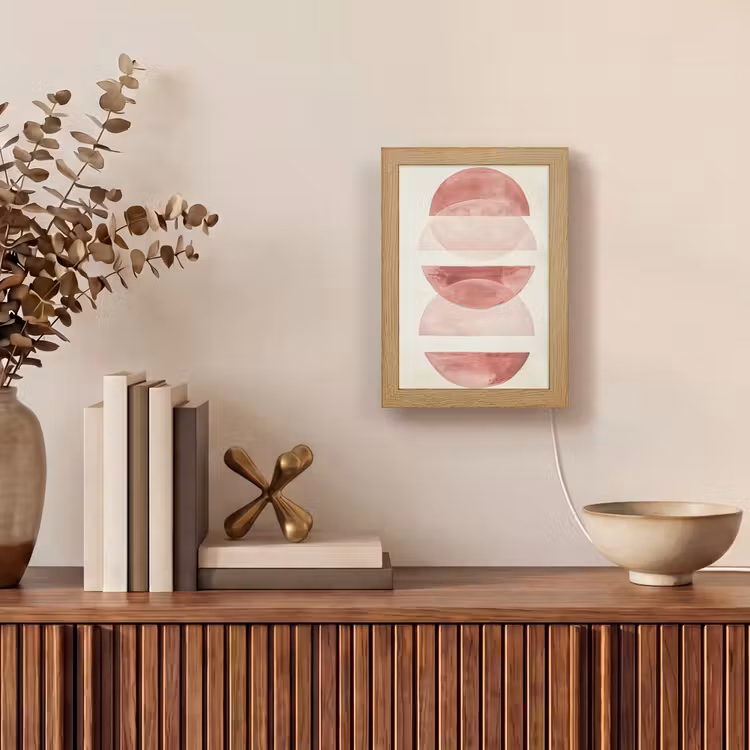 Minimalistisch - Cirkels - Roze Light Box met kabel (Tafellamp) klein -sfeer2