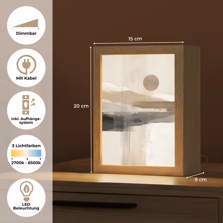 Minimalistisch - Landschap - Dimensie Light Box met kabel (Tafellamp) klein -USP_DE