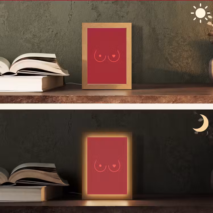 Minimalistisch - Lijnillustratie - Rood Light Box met kabel (Tafellamp) klein -sfeer3
