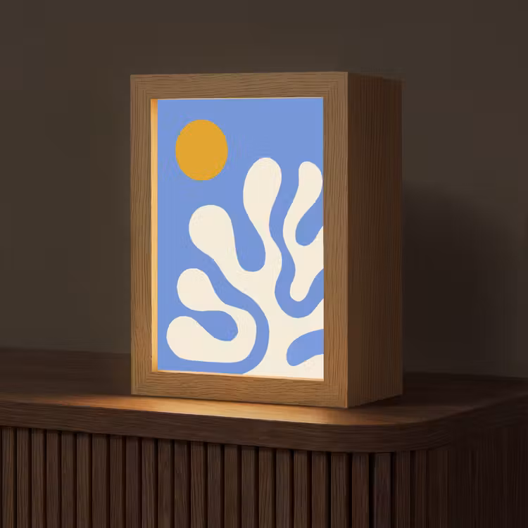 Minimalistisch - Organisch patroon - Blauw Light Box met kabel (Tafellamp) klein -z3d_website