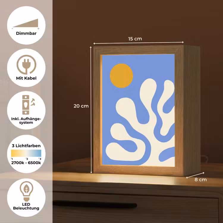 Minimalistisch - Organisch patroon - Blauw Light Box met kabel (Tafellamp) klein -USP_DE