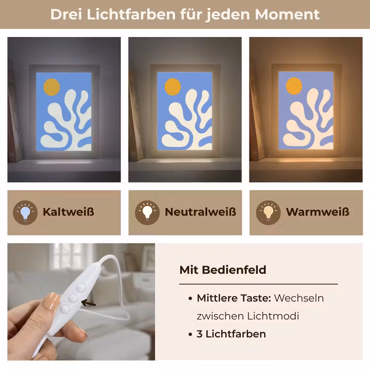 Minimalistisch - Organisch patroon - Blauw Light Box met kabel (Tafellamp) klein -USP_lichtkleurDE