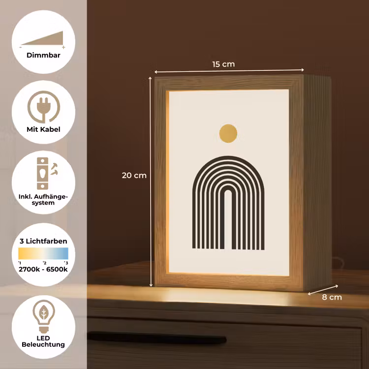 Minimalistisch - Zwarte boog - Gouden cirkel Light Box met kabel (Tafellamp) klein -USP_DE