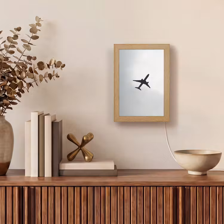 Minimalistisch - Silhouet - Zwart - Vliegtuig Light Box met kabel (Tafellamp) klein -sfeer2