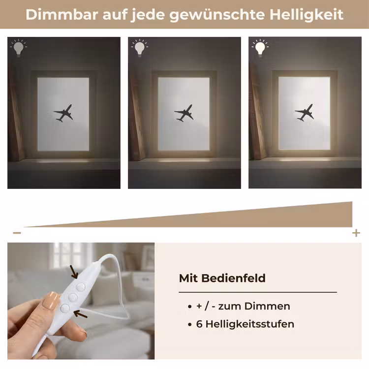 Minimalistisch - Silhouet - Zwart - Vliegtuig Light Box met kabel (Tafellamp) klein -USP_dimbaarDE