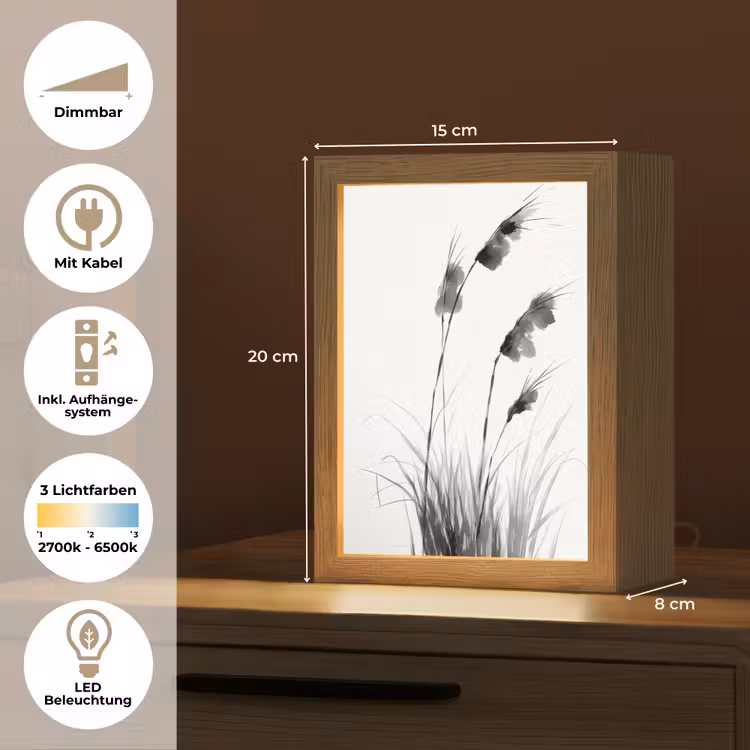 Minimalistisch - Stelen - Wit Light Box met kabel (Tafellamp) klein -USP_DE