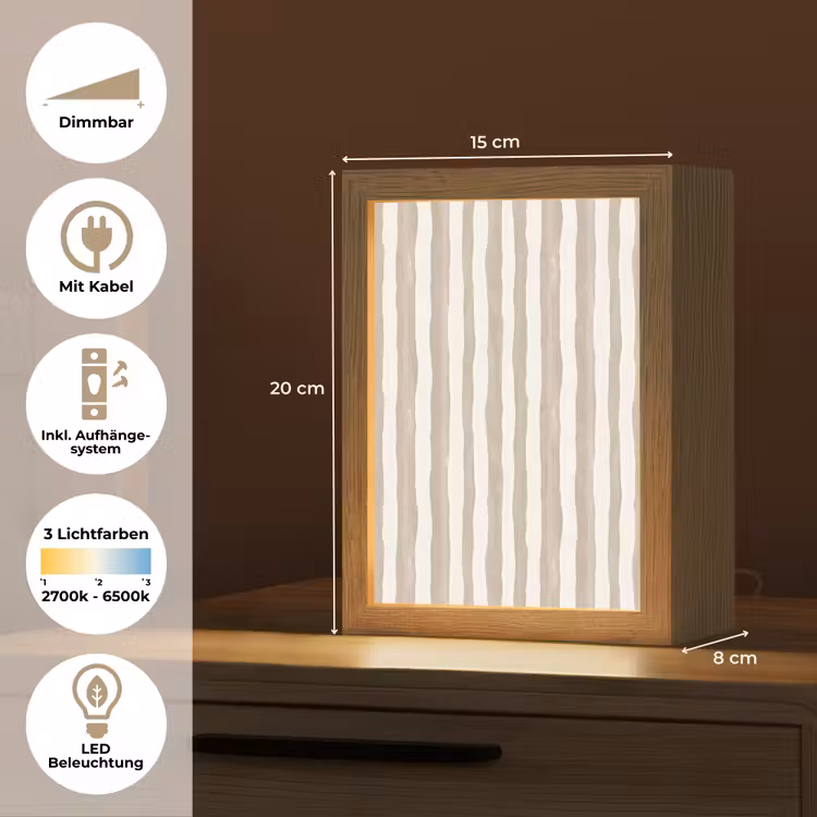 Minimalistisch - Strepen - Beige Light Box met kabel (Tafellamp) klein 925 -USP_DE
