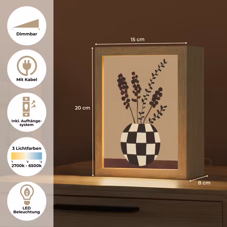 Minimalistisch - Vaas - Bloemen - Bruin Light Box met kabel (Tafellamp) klein -USP_DE