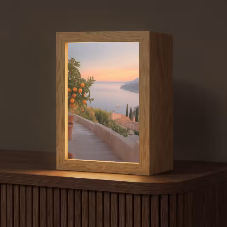 Middelandse zee - Sinaasappel - Heuvels - Zee Light Box met kabel (Tafellamp) klein -z3d_website