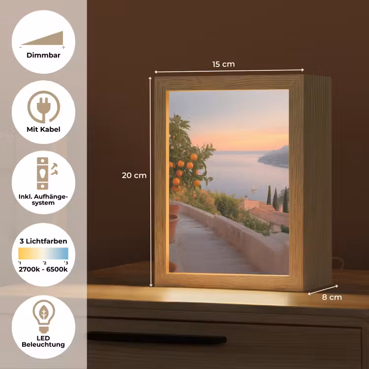Middelandse zee - Sinaasappel - Heuvels - Zee Light Box met kabel (Tafellamp) klein -USP_DE