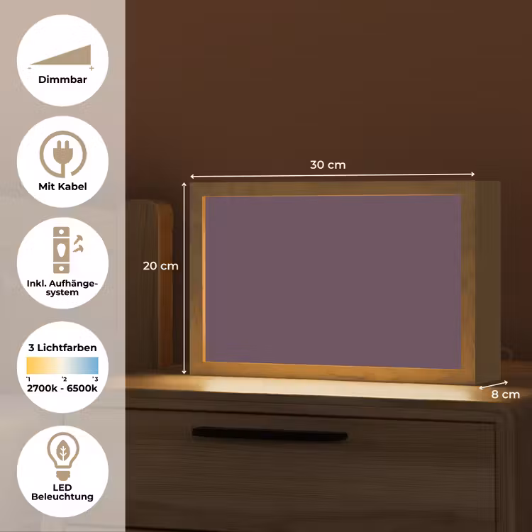 Midnight - Plum - Paars Light Box met kabel (Tafellamp) klein 924 -USP_DE