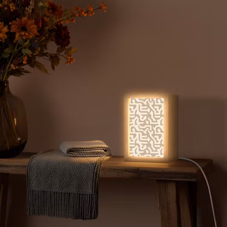 Modern - Abstract - Beige Light Box met kabel (Tafellamp) klein 925 -sfeer4