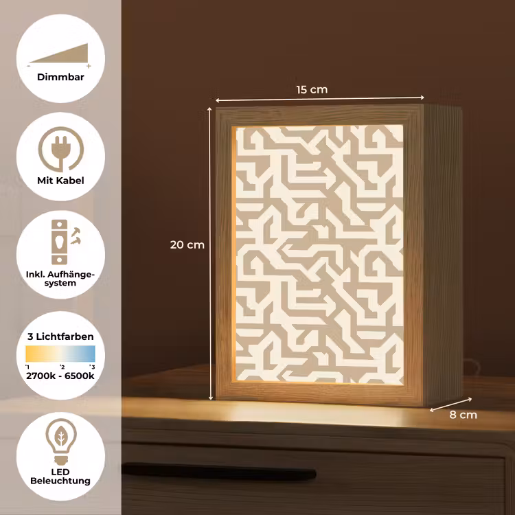 Modern - Abstract - Beige Light Box met kabel (Tafellamp) klein 925 -USP_DE