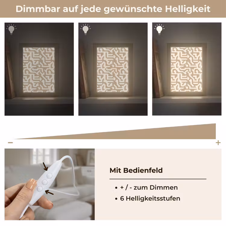 Modern - Abstract - Beige Light Box met kabel (Tafellamp) klein 925 -USP_dimbaarDE