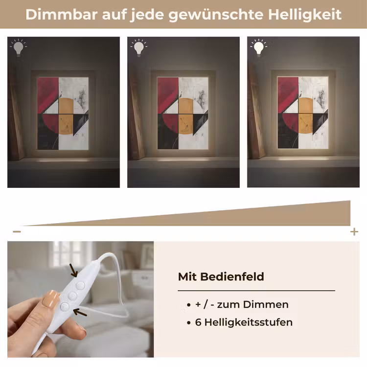 Modern - Abstract - Geometrisch - Rood - Industrieel Light Box met kabel (Tafellamp) klein -USP_dimbaarDE