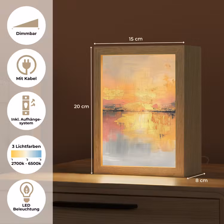 Modern - Abstract - Goud - Roze Light Box met kabel (Tafellamp) klein -USP_DE