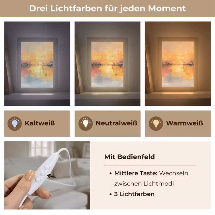 Modern - Abstract - Goud - Roze Light Box met kabel (Tafellamp) klein -USP_lichtkleurDE