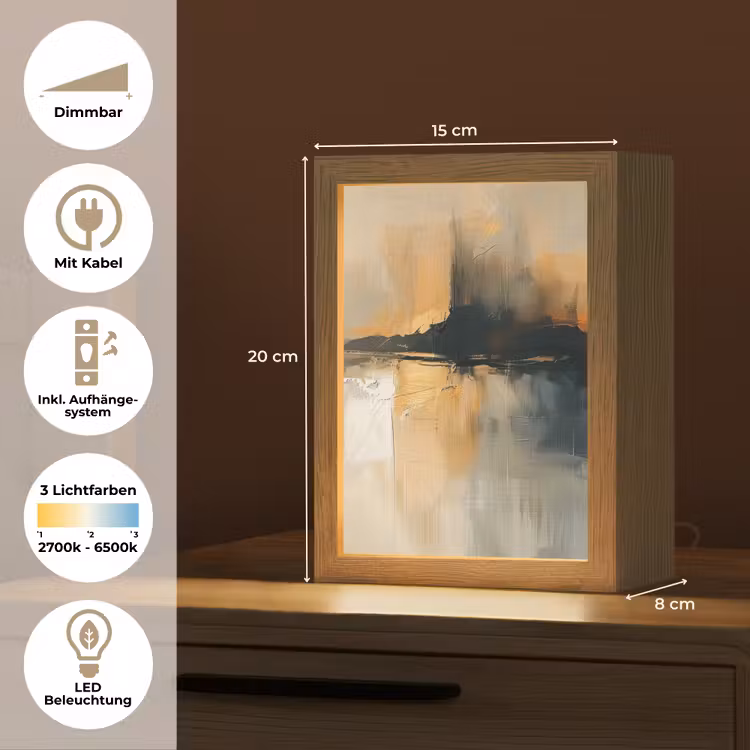 Modern - Abstract - Goud - Zwart Light Box met kabel (Tafellamp) klein -USP_DE