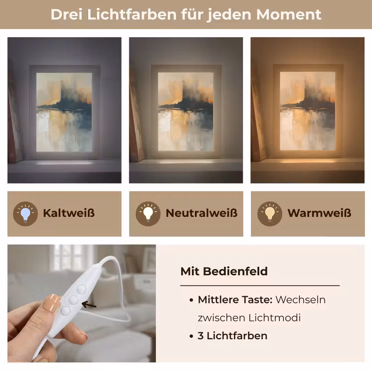 Modern - Abstract - Goud - Zwart Light Box met kabel (Tafellamp) klein -USP_lichtkleurDE