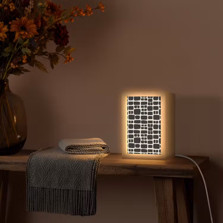 Modern - Organisch - Zwart Light Box met kabel (Tafellamp) klein 925 -sfeer4
