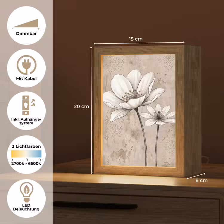Modern - Design - Wit Light Box met kabel (Tafellamp) klein -USP_DE