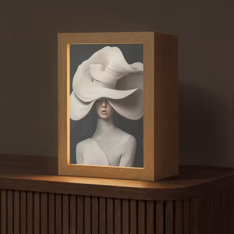 Modern - Vrouw - Hoed Light Box met kabel (Tafellamp) klein -z3d_website