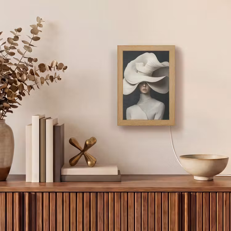 Modern - Vrouw - Hoed Light Box met kabel (Tafellamp) klein -sfeer2