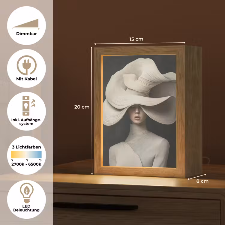 Modern - Vrouw - Hoed Light Box met kabel (Tafellamp) klein -USP_DE