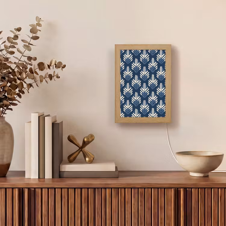 Modern - Patroon - Blauw Light Box met kabel (Tafellamp) klein 925 -sfeer2