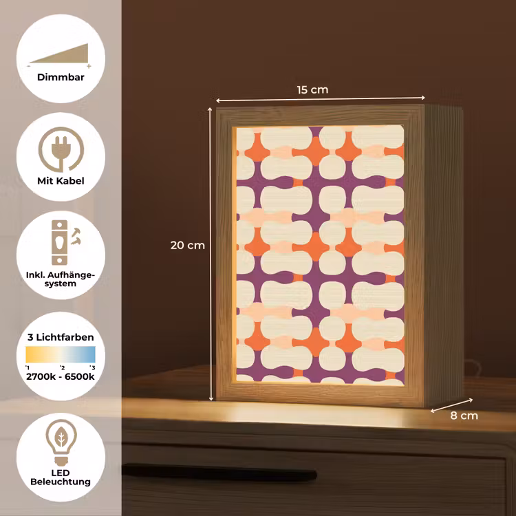 Modern - Patroon - Kleurrijk Light Box met kabel (Tafellamp) klein 925 -USP_DE