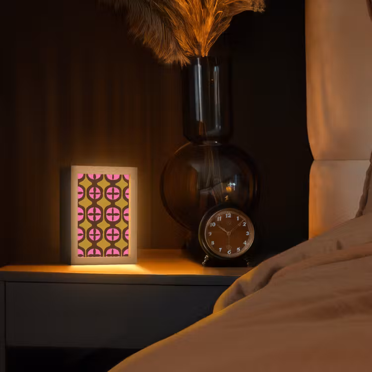 Modern - Patroon - Roze Light Box met kabel (Tafellamp) klein 925 -sfeer1