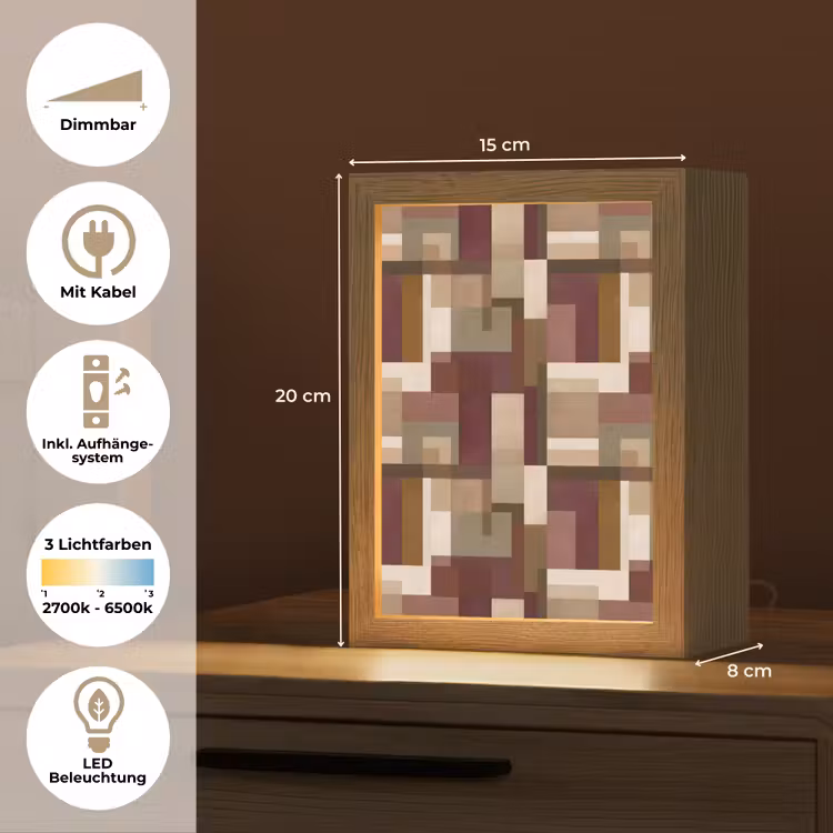 Modern - Geometrie - Kleurrijk Light Box met kabel (Tafellamp) klein 925 -USP_DE