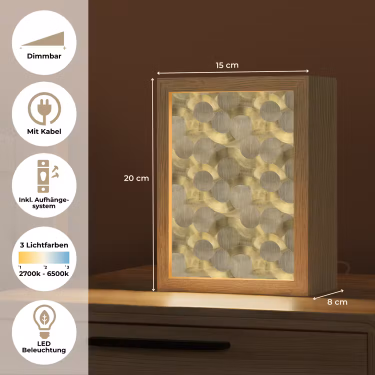 Modern - Geometrisch - Goud Light Box met kabel (Tafellamp) klein 925 -USP_DE