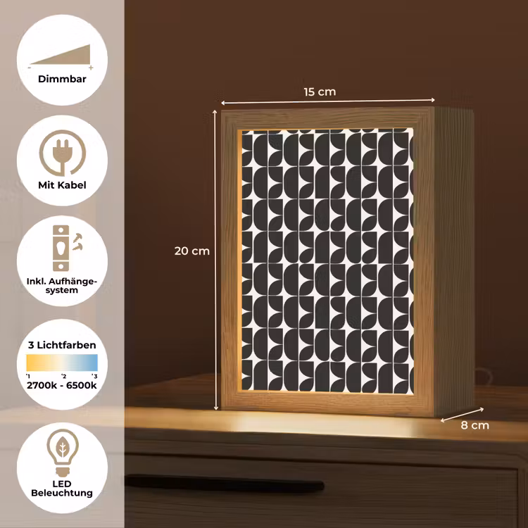 Modern - Geometrisch - Zwart Light Box met kabel (Tafellamp) klein 925 -USP_DE