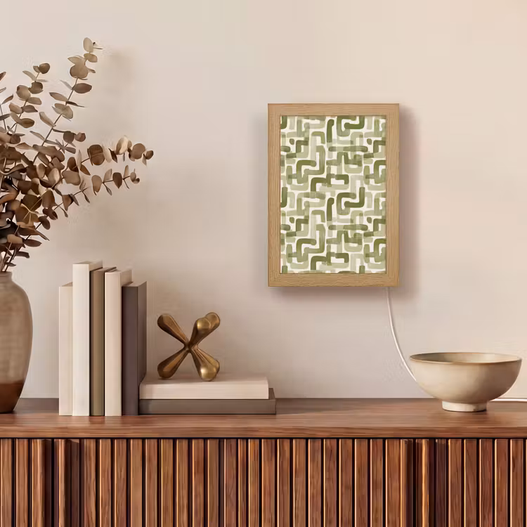 Modern - Grafisch - Groen Light Box met kabel (Tafellamp) klein 925 -sfeer2